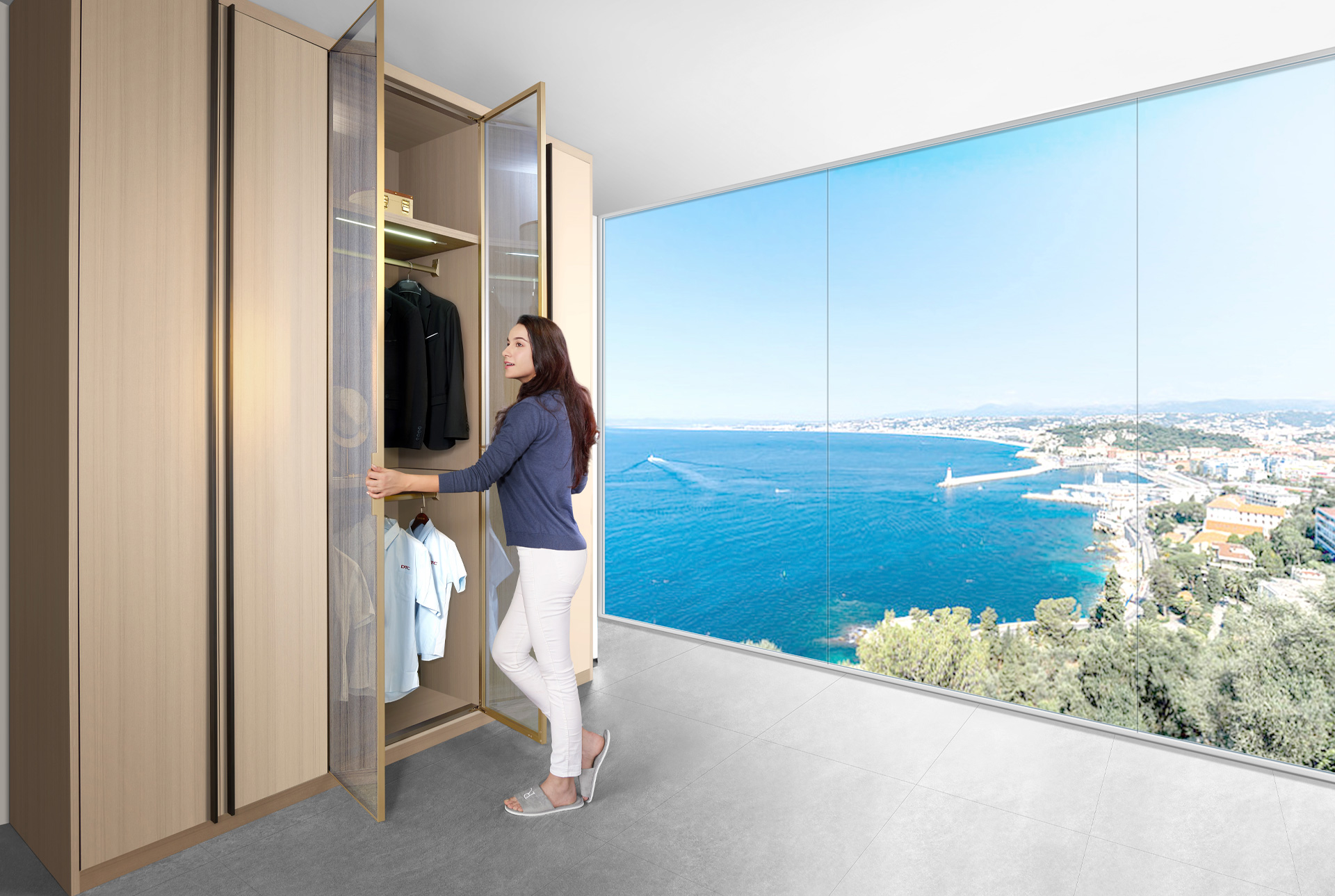 D HINGE concealed hinge for thin aluminum-frame wardrobe doors