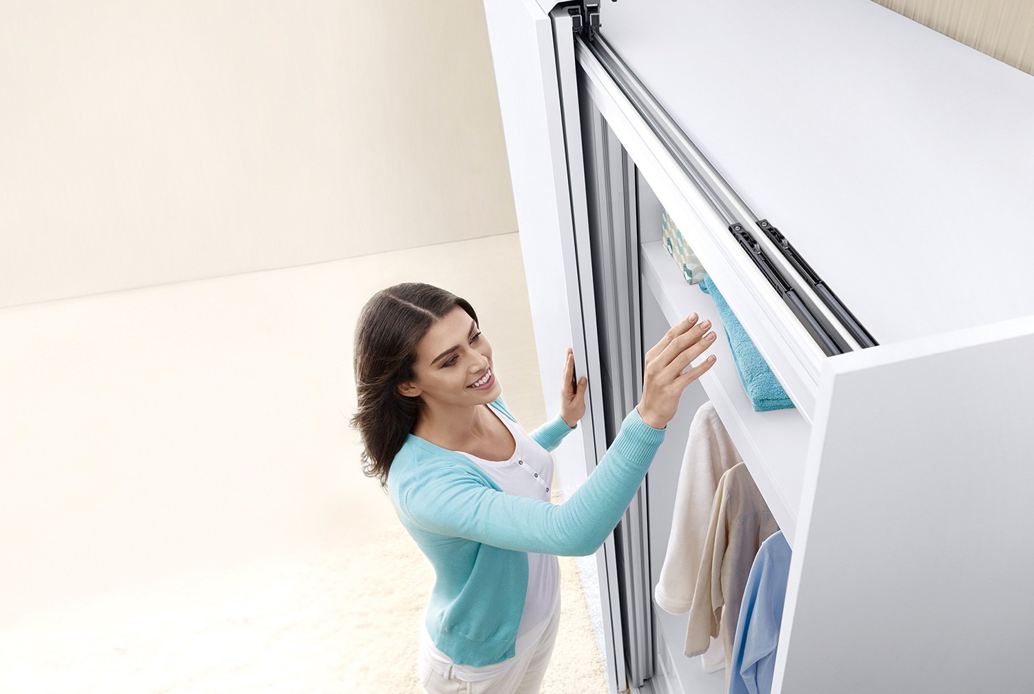 TRACK-PRO sliding door system for large wardrobe cabinets
